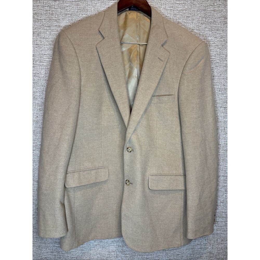 Stafford Executive Men's Blazer 100% Wool‎ Beige Sport Jacket Size 42L